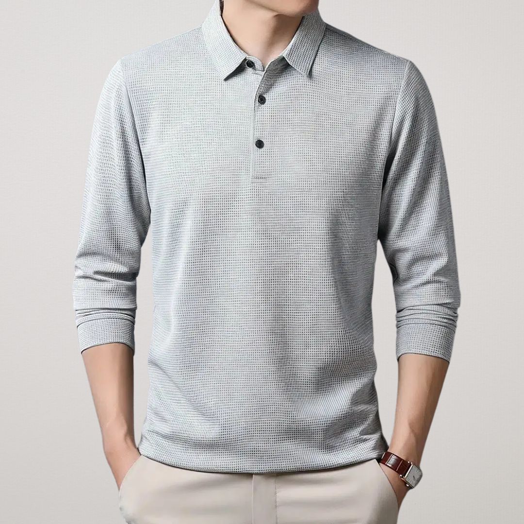 FIORA | Long-Sleeve Cotton Polo Shirt
