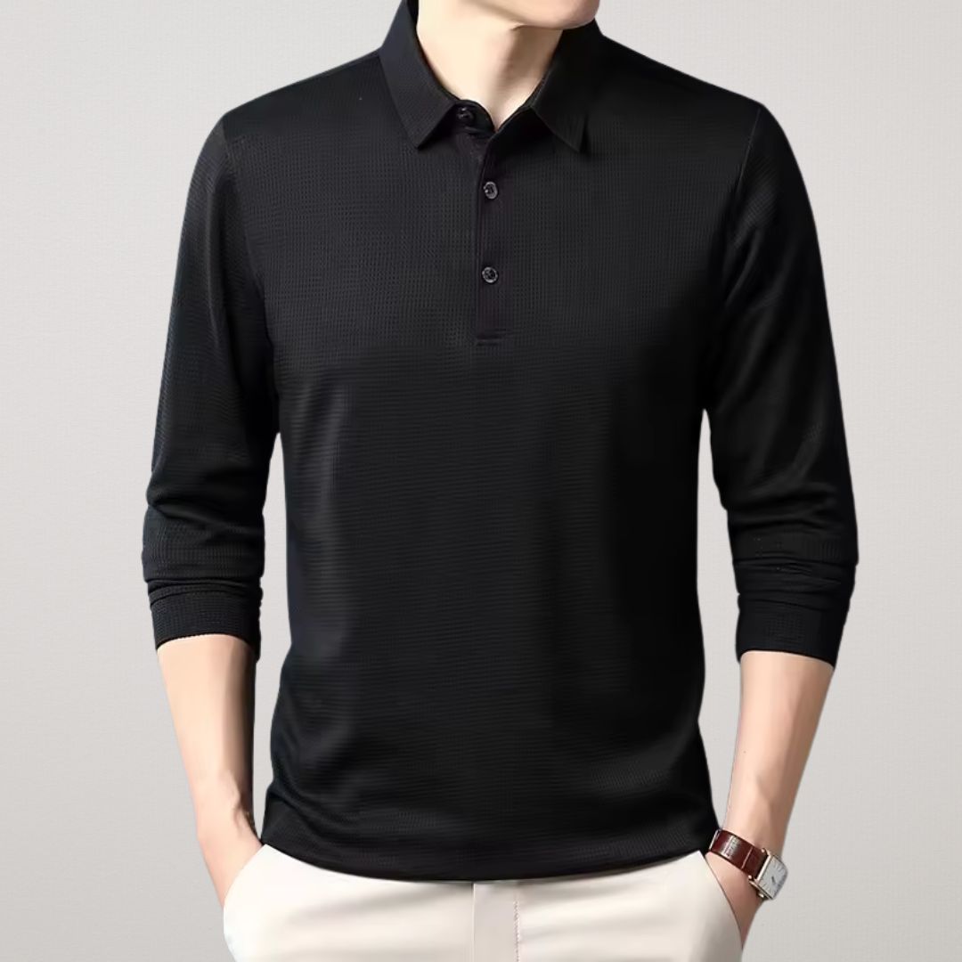 FIORA | Long-Sleeve Cotton Polo Shirt