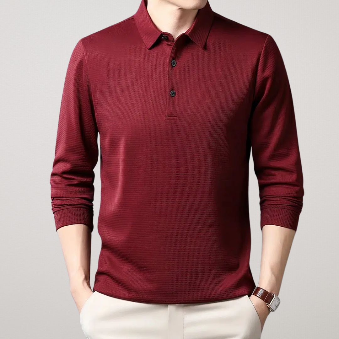 FIORA | Long-Sleeve Cotton Polo Shirt