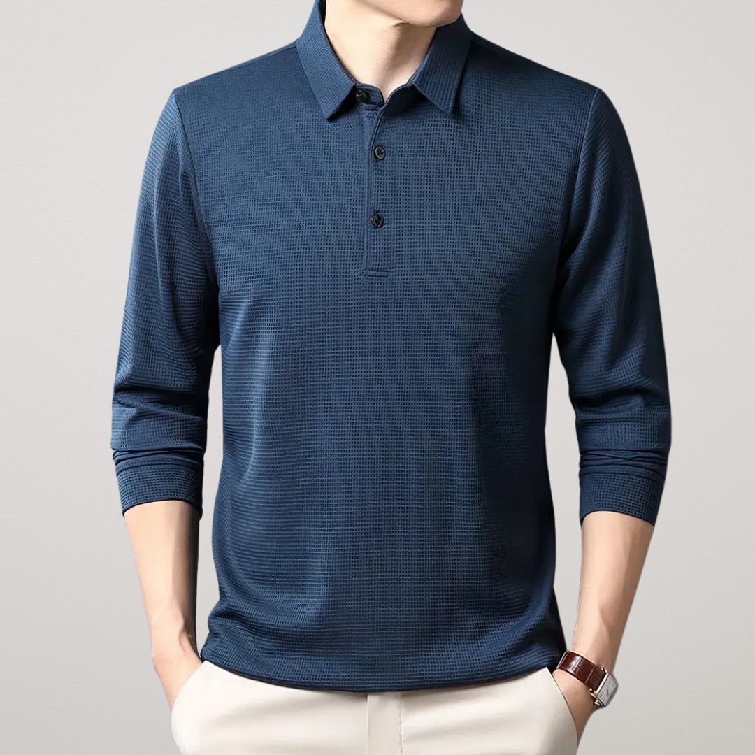 FIORA | Long-Sleeve Cotton Polo Shirt