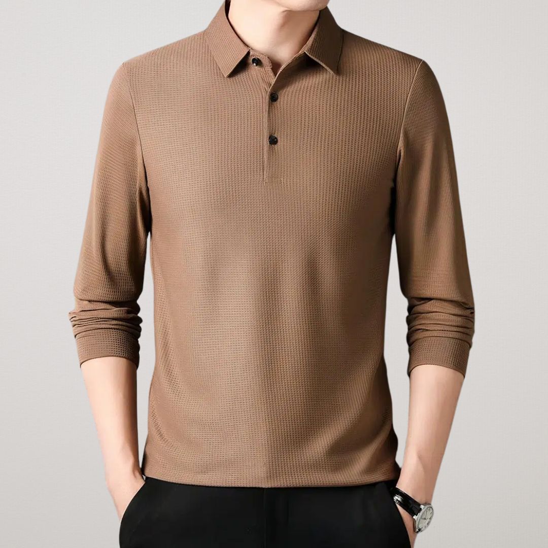 FIORA | Long-Sleeve Cotton Polo Shirt