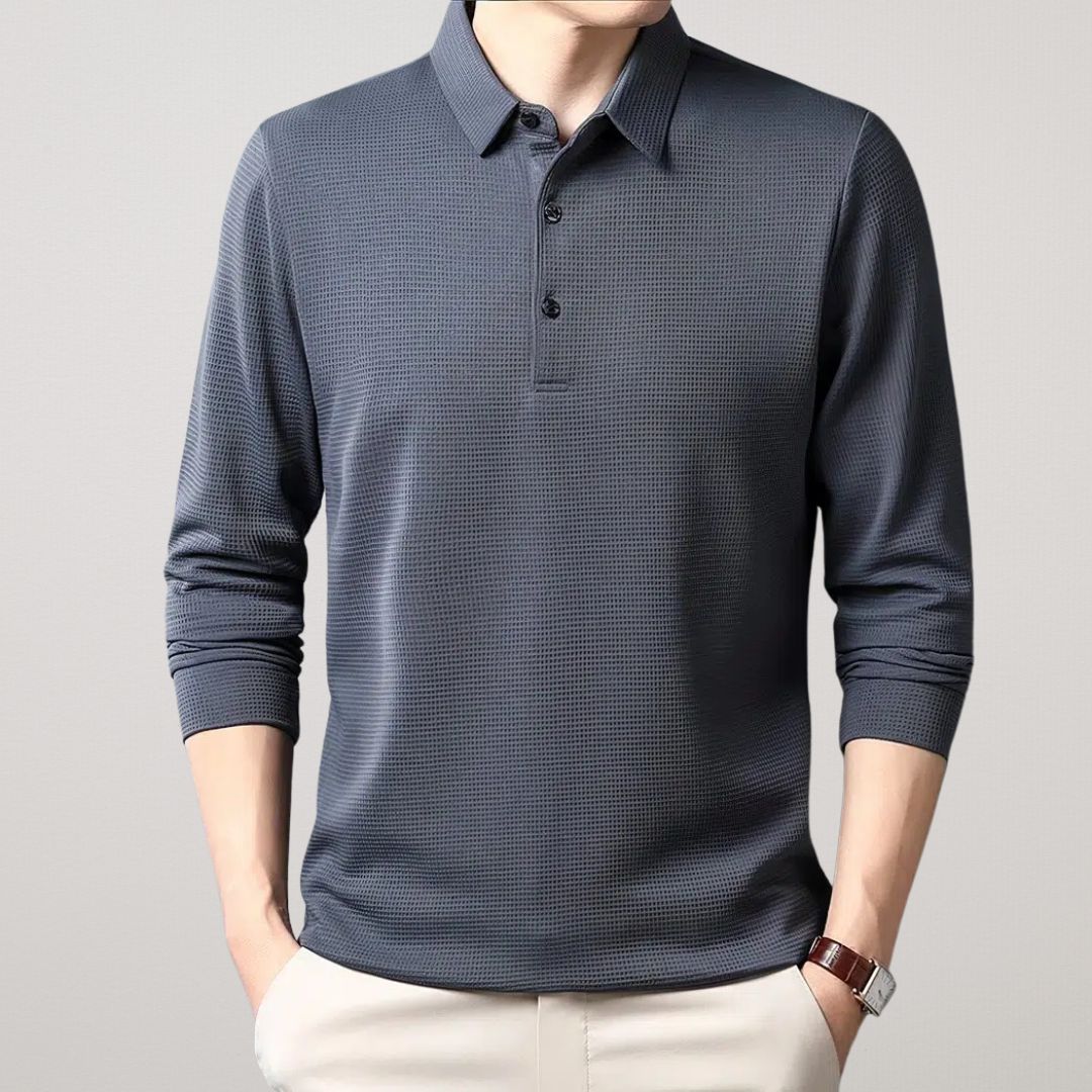 FIORA | Long-Sleeve Cotton Polo Shirt