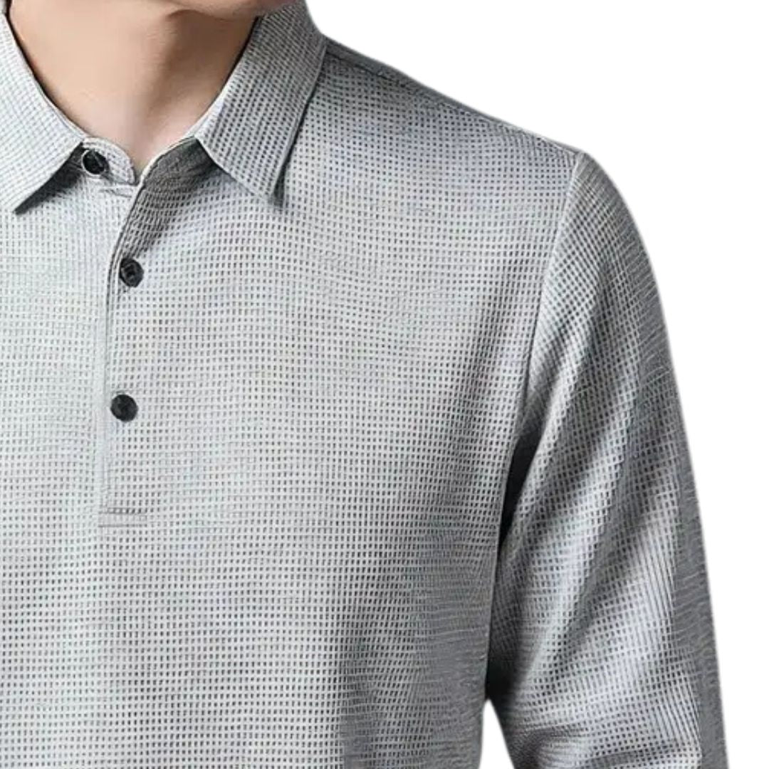 FIORA | Long-Sleeve Cotton Polo Shirt