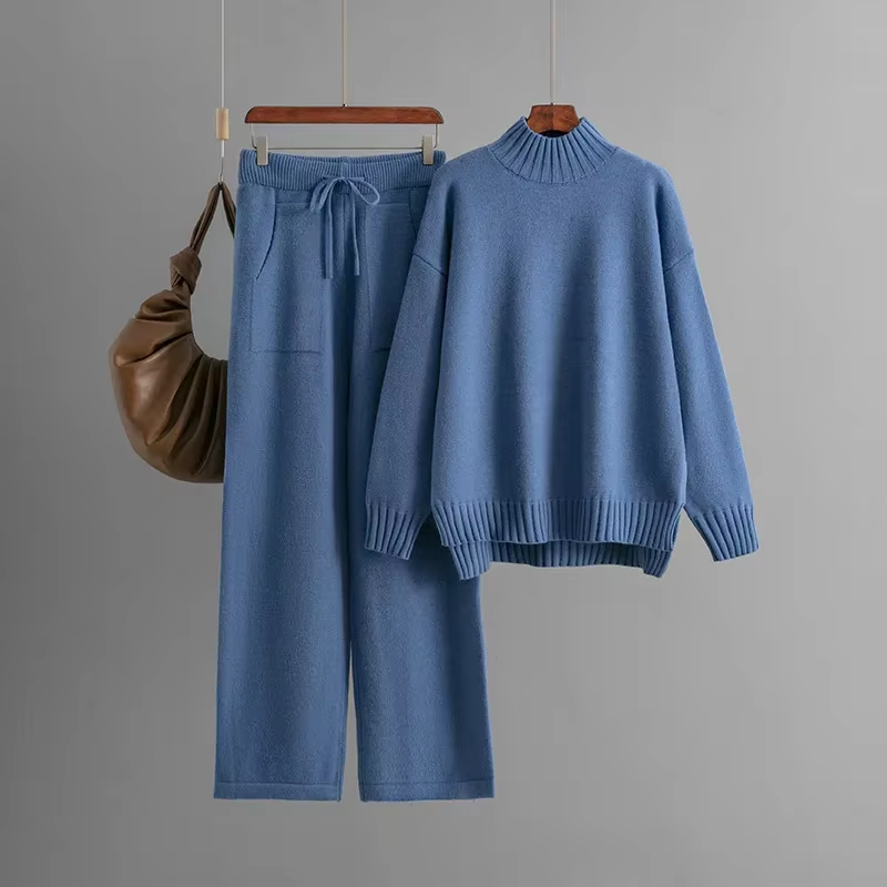FIORA | Elegant Long-Sleeve Top & Wide-Leg Pants Set