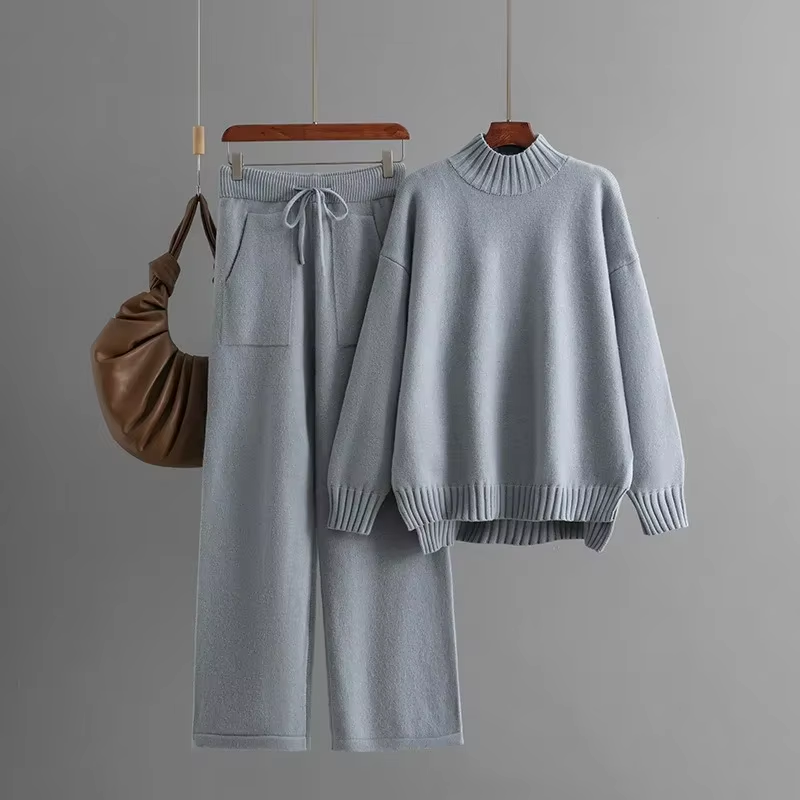 FIORA | Elegant Long-Sleeve Top & Wide-Leg Pants Set