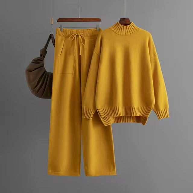 FIORA | Elegant Long-Sleeve Top & Wide-Leg Pants Set