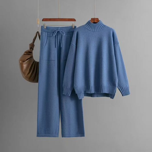 FIORA | Elegant Long-Sleeve Top & Wide-Leg Pants Set